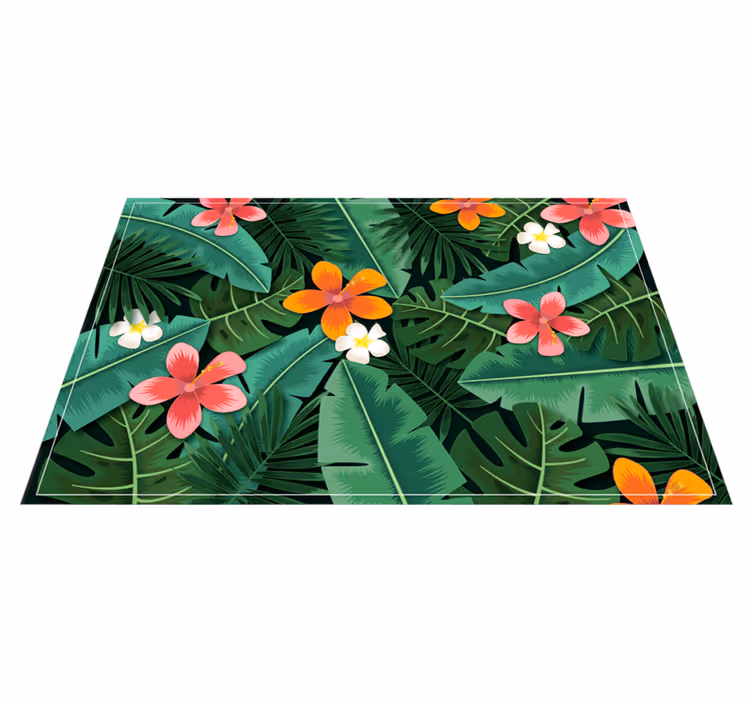 Jungle blomster og blade blomster tæppe - TenStickers
