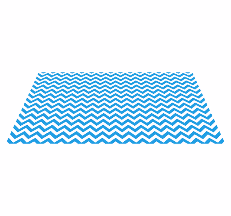 Blå og hvid zig zag vinyl tæppe - TenStickers