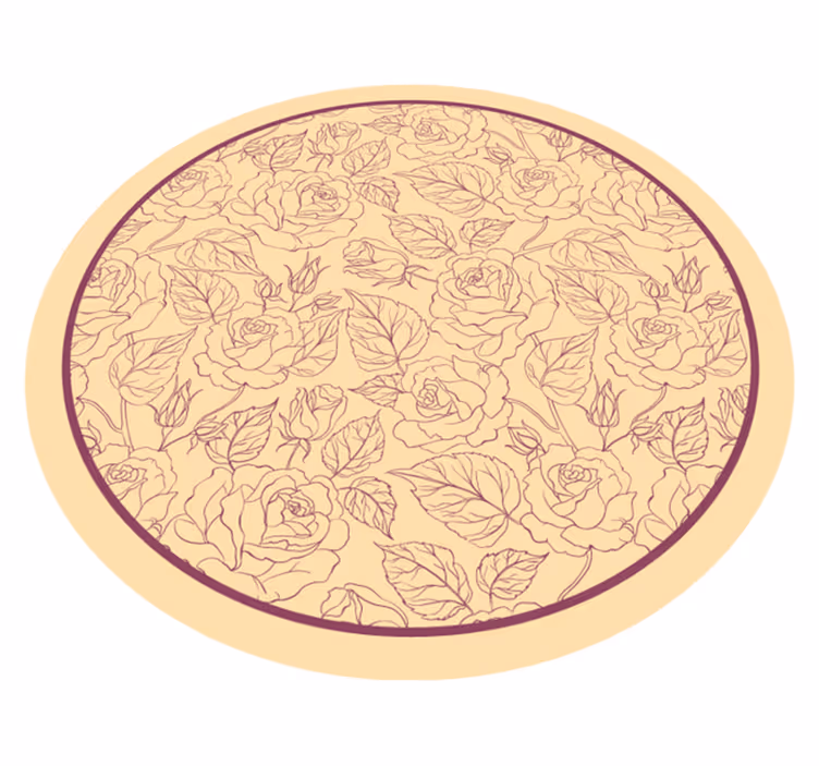Rosemønster rund Blomster og planter vinyltæppe - TenStickers