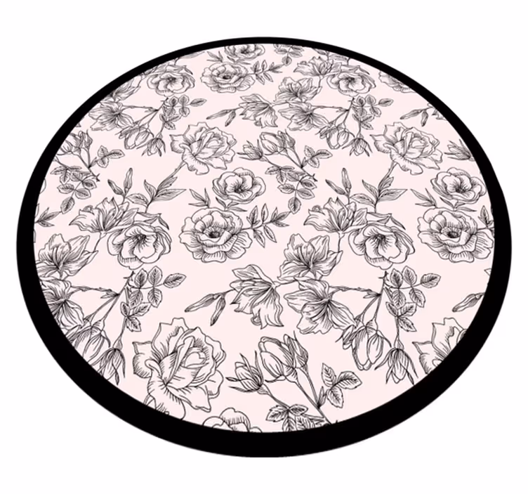 Blomstermønster cirkel Blomster og planter vinyltæppe - TenStickers