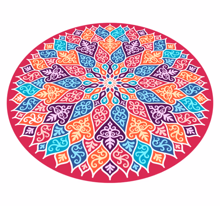 Farverigt mandala motiv mandala vinyl tæppe - TenStickers