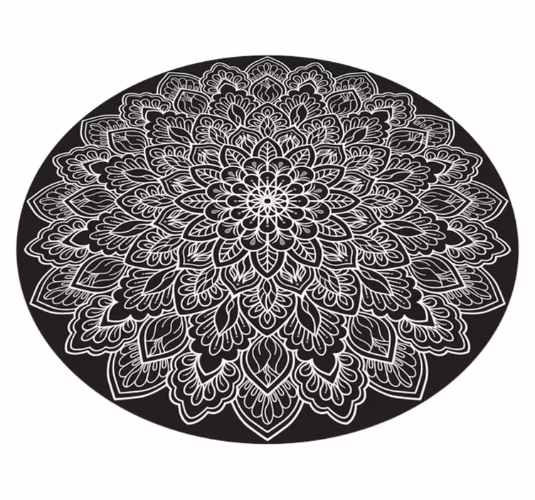 Elegant monokrom koncept mandala vinyl tæppe - TenStickers