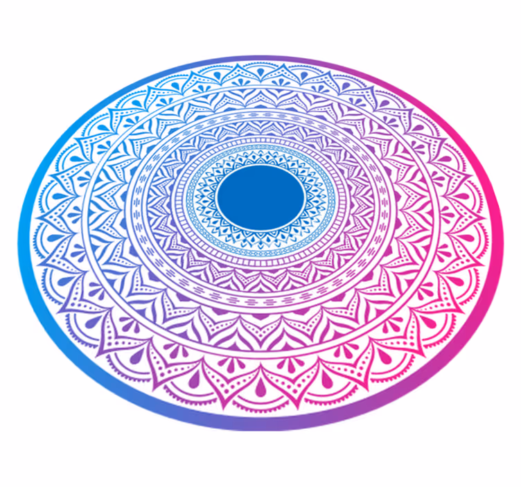 Lilla og blå cirkel mandala vinyl tæppe - TenStickers