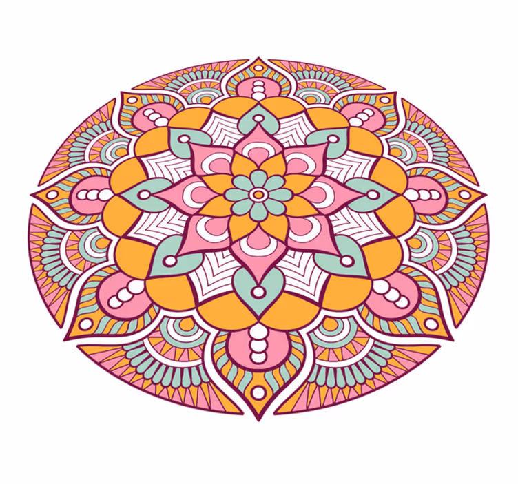 Livligt blomsterkoncept mandala vinyl tæppe - TenStickers