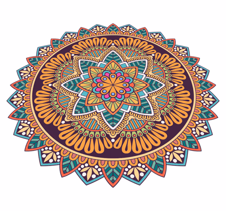 Farverigt mandala blomster mandala vinyl tæppe - TenStickers