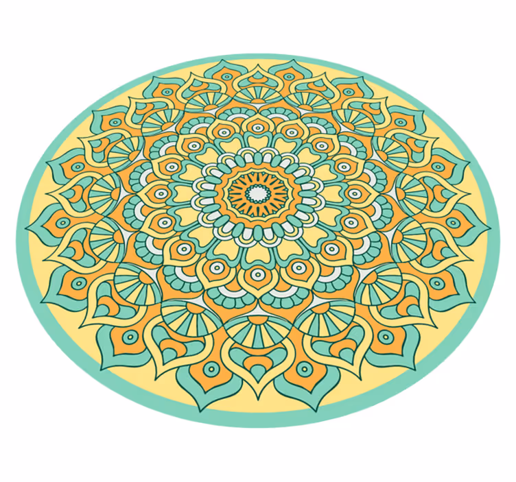 Mandala orange og blågrøn mandala vinyl tæppe - TenStickers