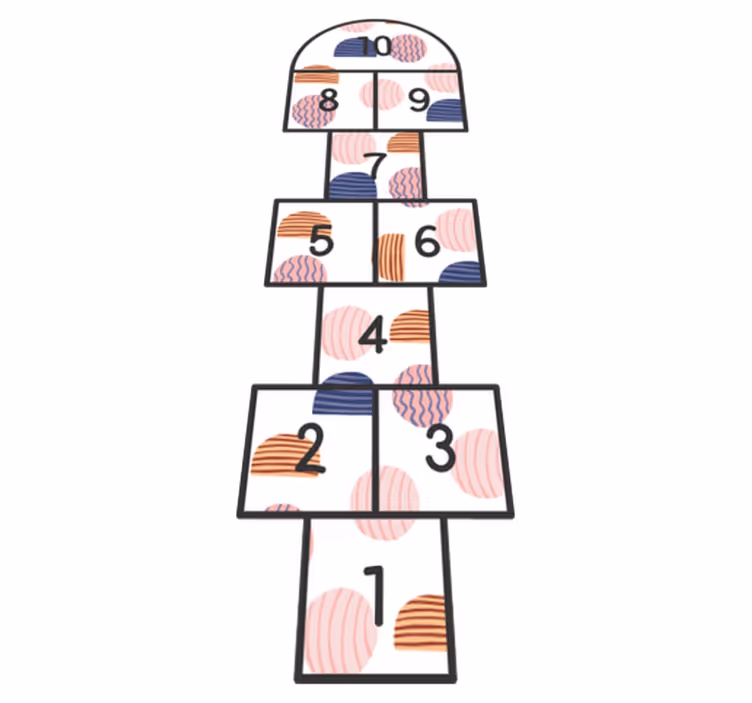Cirkulært hopscotch-spil vinyltæppe - TenStickers