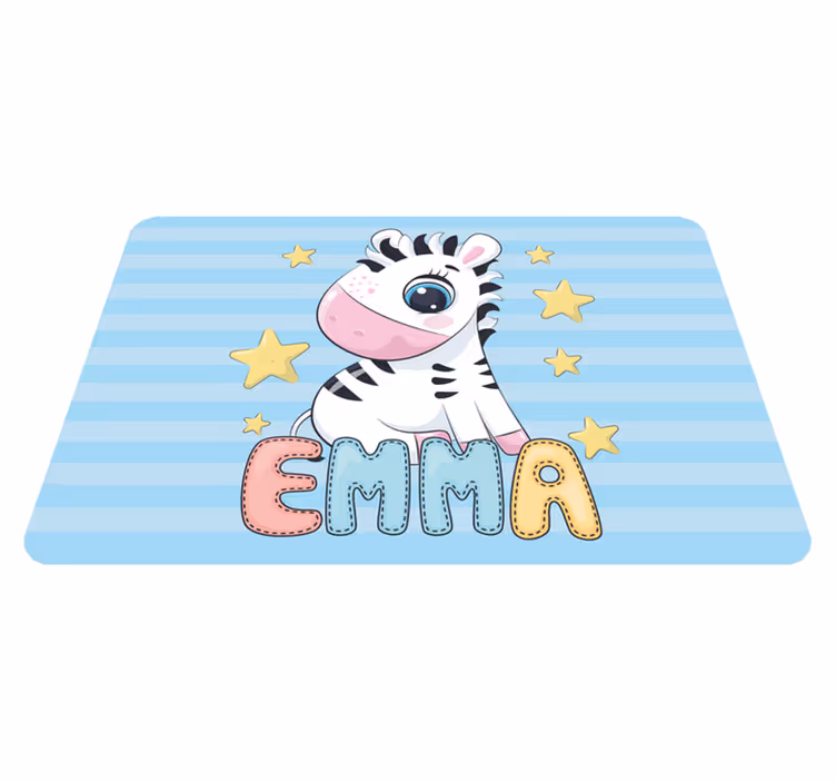 Sød zebra og stjerner med navnet vinyltæppe - TenStickers