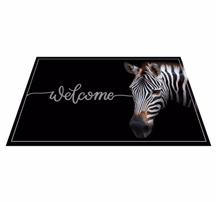 Zebra velkomstgrafik vinyl tæppe med sætninger - TenStickers