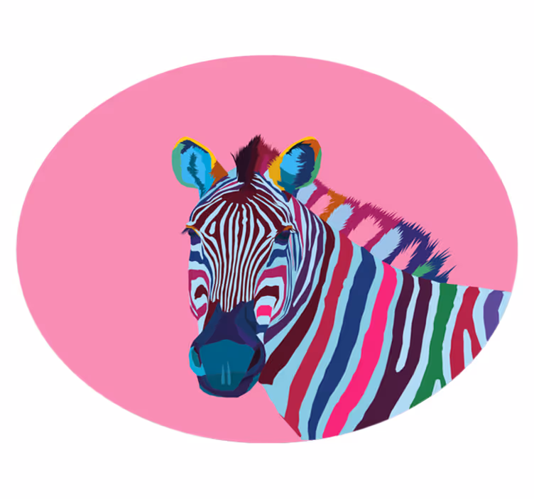 Farverigt zebra portræt vinyltæpper med dyr - TenStickers