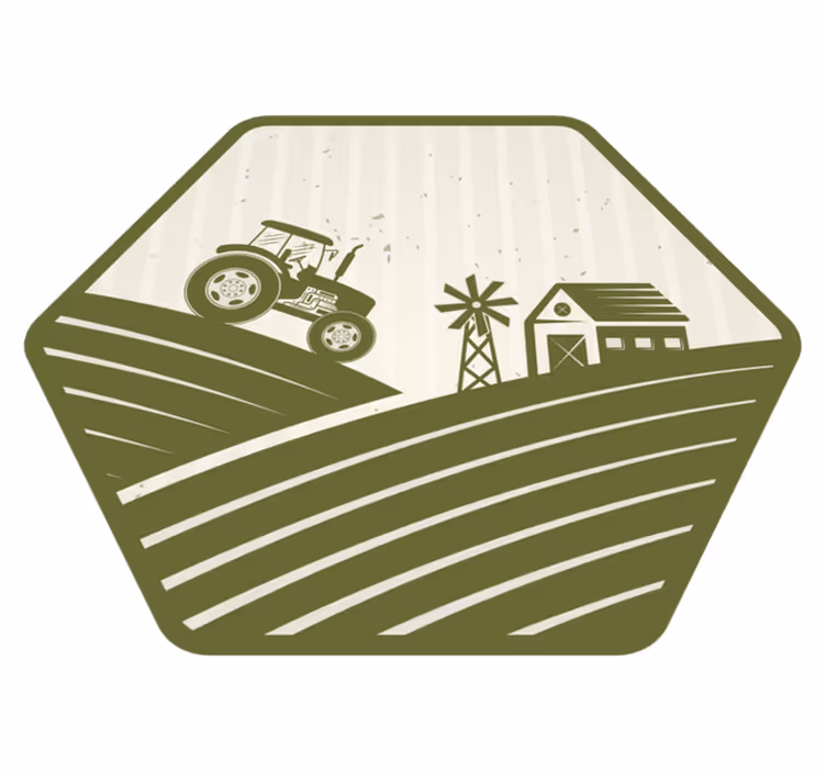 Vintage traktor og vindmølle vintage vinyl tæppe - TenStickers