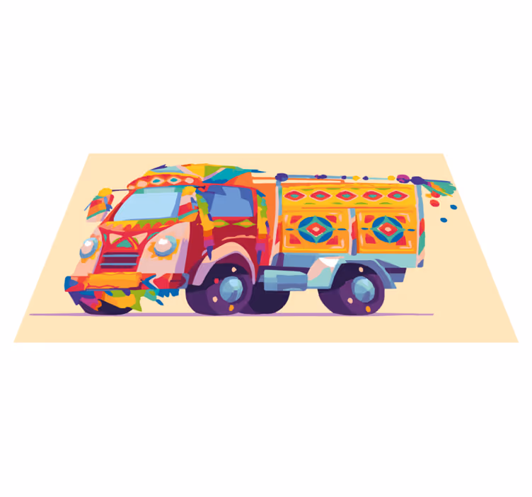 Farverig lastbilillustration vinyl tæppe - TenStickers