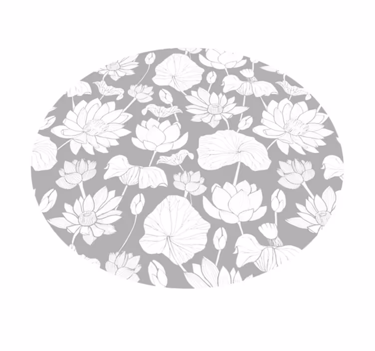 Blomstret monokrom Blomster og planter vinyltæppe - TenStickers