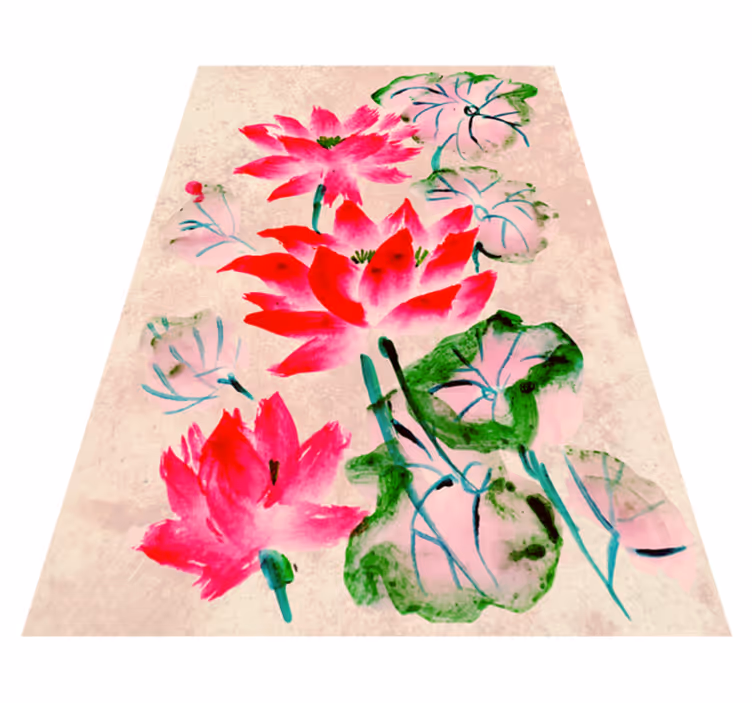Lotus akvarel blomster vinyl tæppe - TenStickers