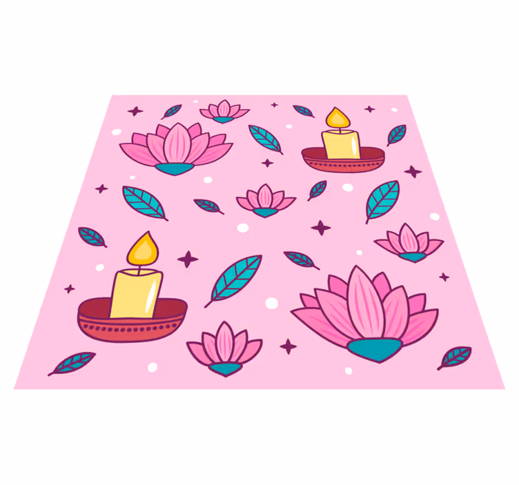 Lotus stearinlys blomster vinyl tæppe - TenStickers