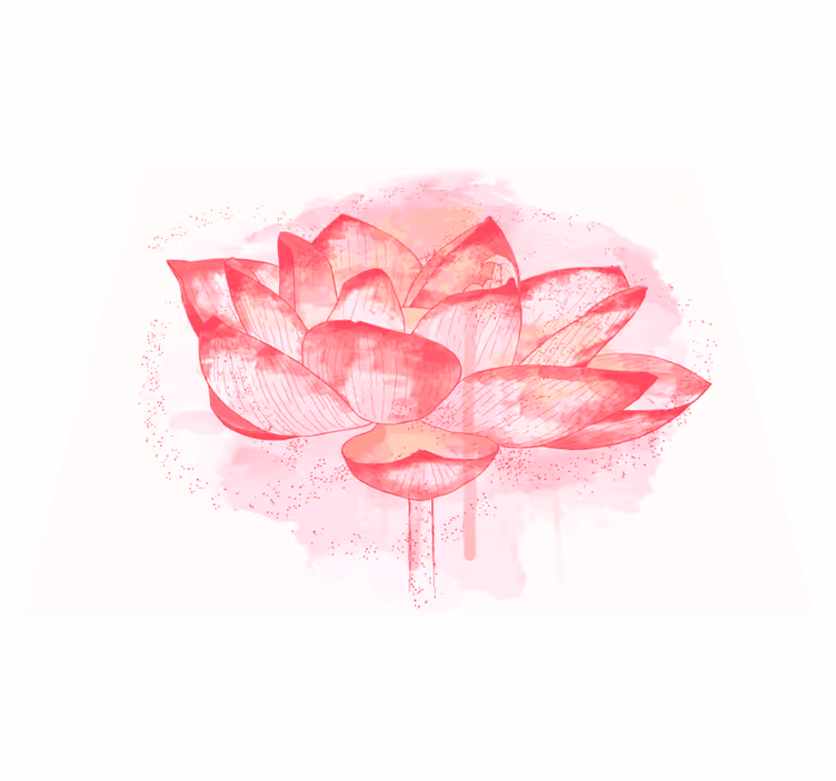 Akvarel lotus Blomster og planter vinyltæppe - TenStickers