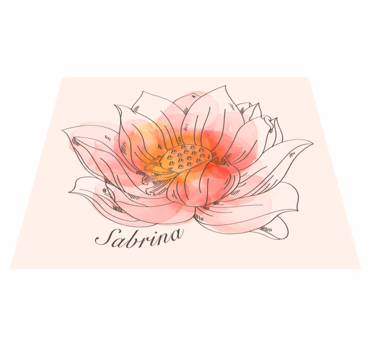 Kan tilpasses lotus vinyl tæppe med navn - TenStickers