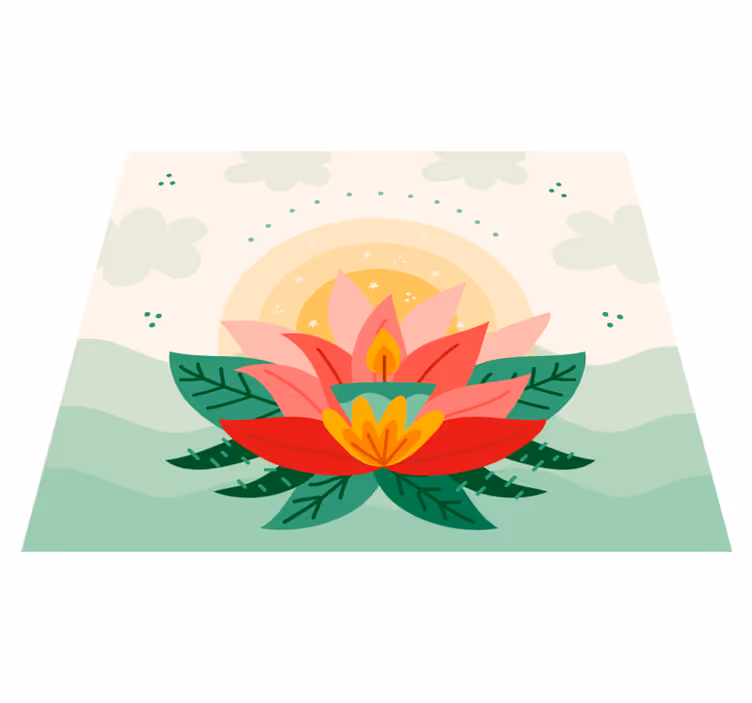 Lotus blomst illustration Blomster og planter vinyltæppe - TenStickers
