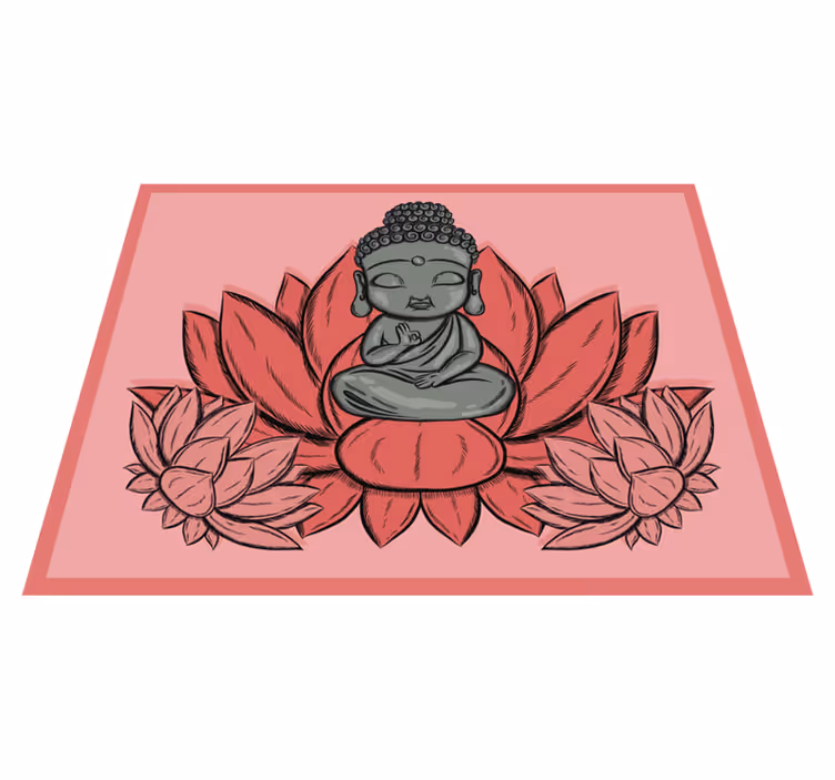 Lotus og tegneserie buddha blomster tæppe - TenStickers