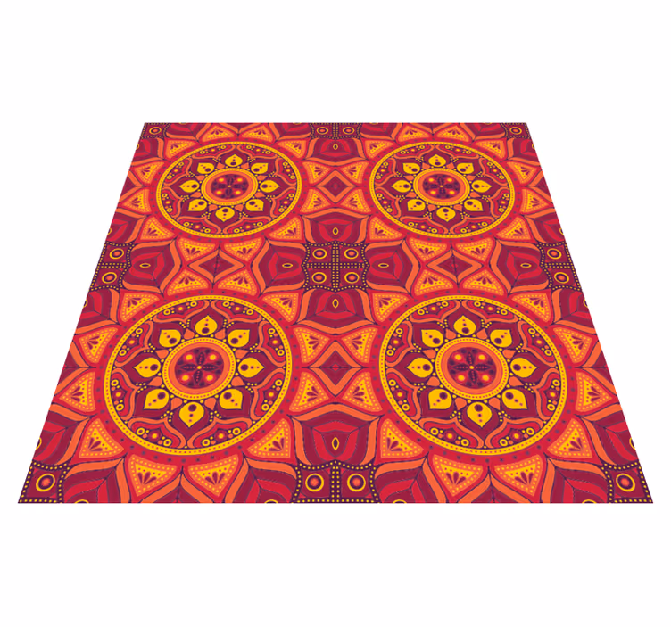 Mandala inspireret symmetri mandala vinyl tæppe - TenStickers