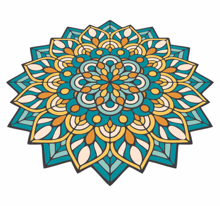Mandala grøn og orange mandala vinyl tæppe - TenStickers