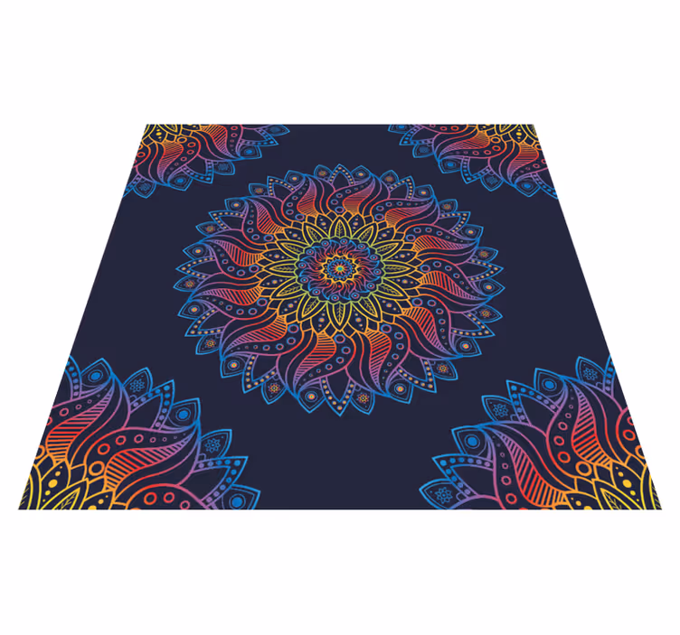 Mandala vinyl tæppe med farverigt livligt motiv - TenStickers