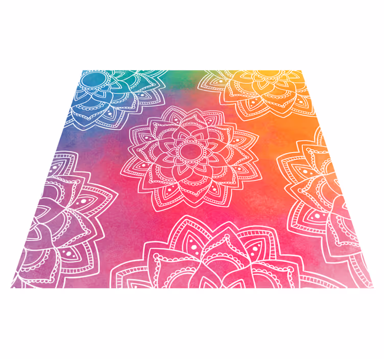 Regnbue farve baggrund mandala vinyl tæppe - TenStickers