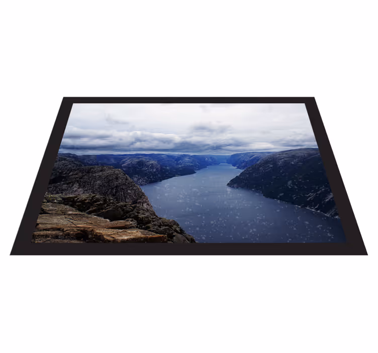 Fjordudsigt fra luften natur vinyl tæppe - TenStickers