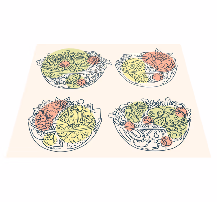 Illustrationer af salatskål vinyl tæppe til spisestue - TenStickers