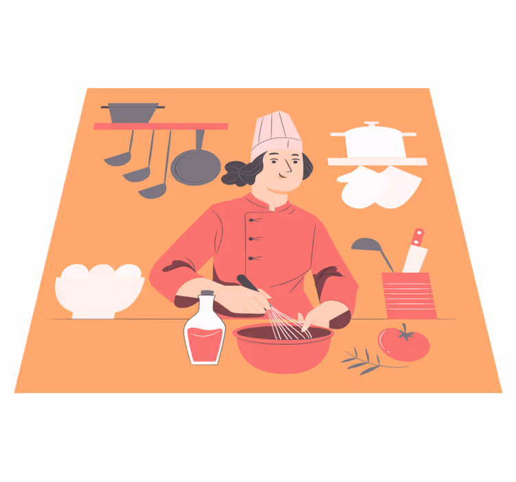 Kok illustration vinyltæppe til køkkenet - TenStickers