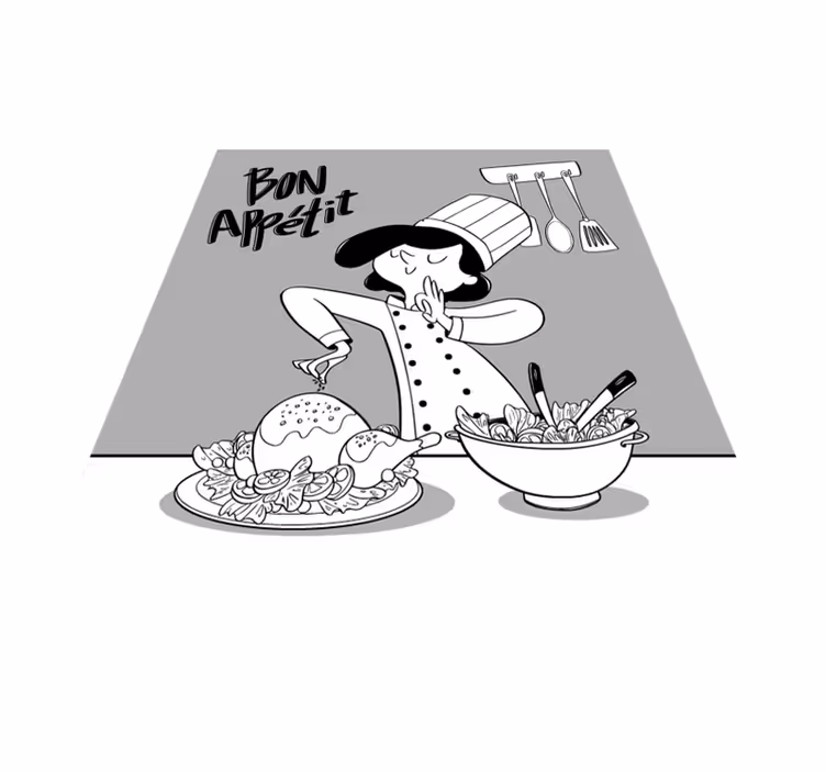 Tegneserie kok illustration vinyltæppe til køkkenet - TenStickers