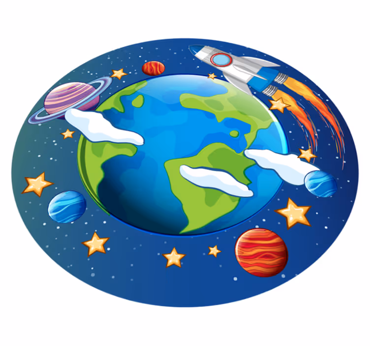 Planetarisk bane tæppe til børneværelse - TenStickers