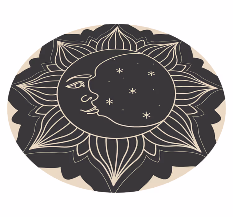 Sol og måne mandala vinyl tæppe - TenStickers