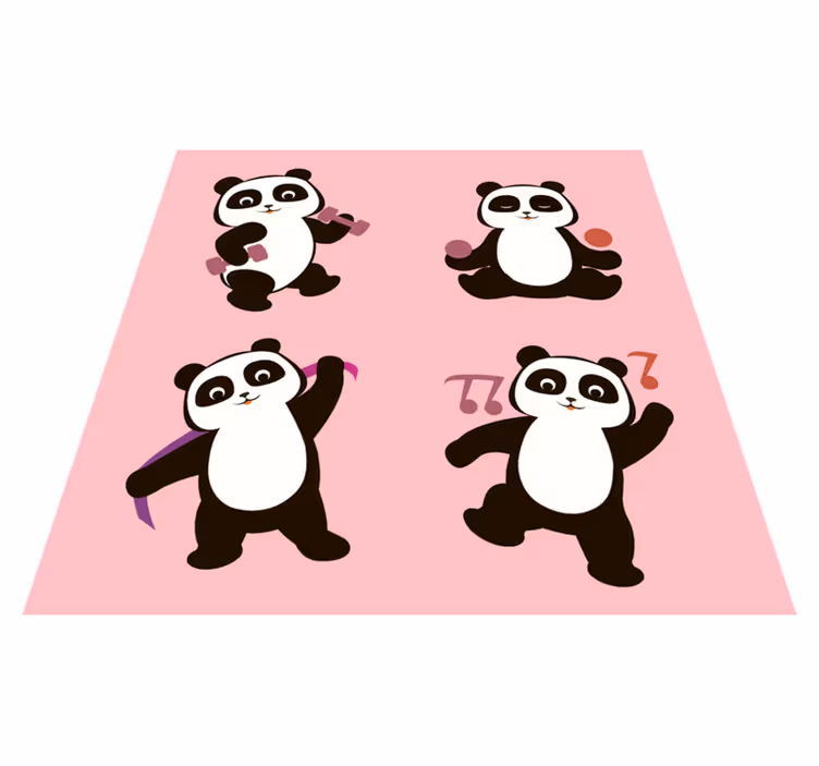 Panda dans motiv tæppe til børneværelse - TenStickers