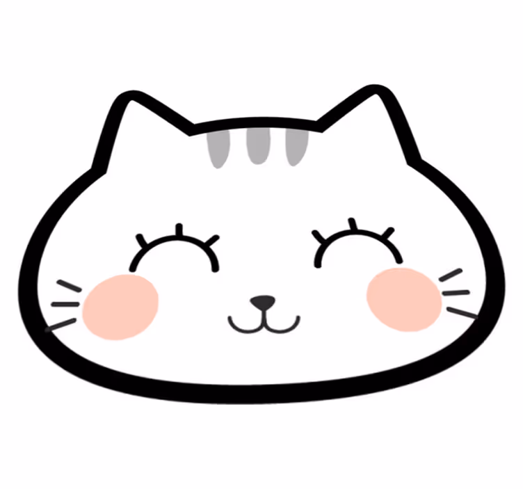 Glad, sød, kat, ansigt, vinyl, tæppe - TenStickers