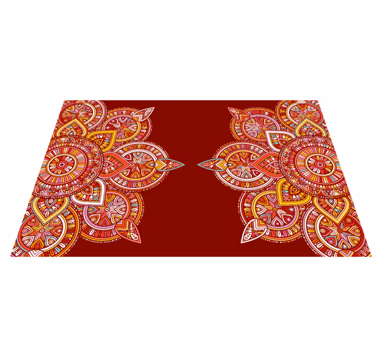 Etnisk rødt mandala vinyltæppe - TenStickers