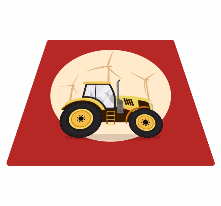 Gul og rød traktor børn vinyl tæppe - TenStickers