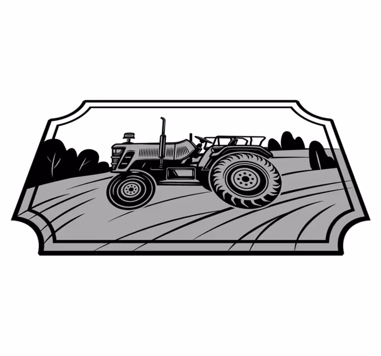 Monokrom traktor vinyl tæppe - TenStickers