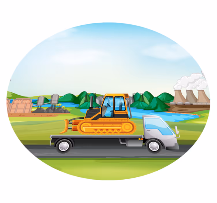 Traktorer og lastbiler vejtæppe - TenStickers