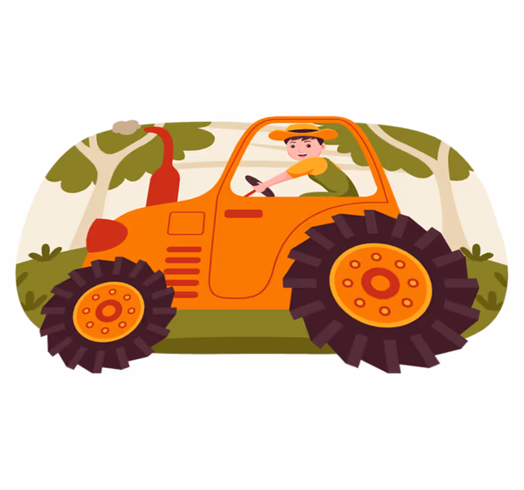 Almindeligt orange traktor børn vinyl tæppe - TenStickers