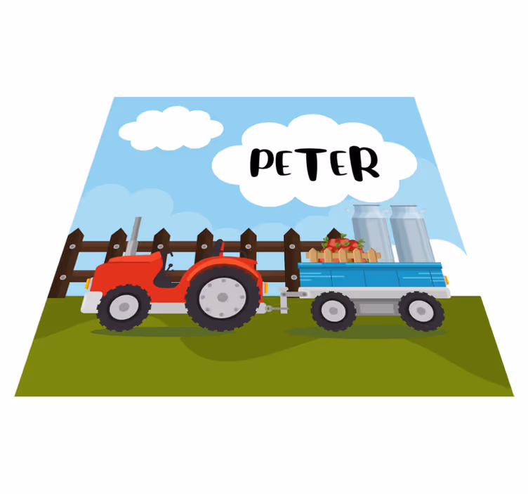 Personligt navn i cloud traktormåtte - TenStickers