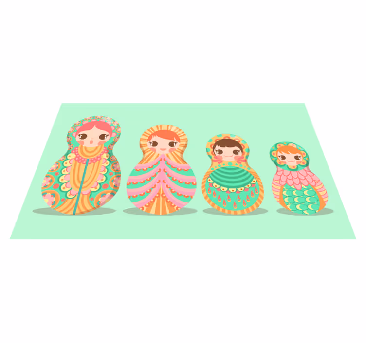 Russisk dukke polka dots børn vinyl tæppe - TenStickers