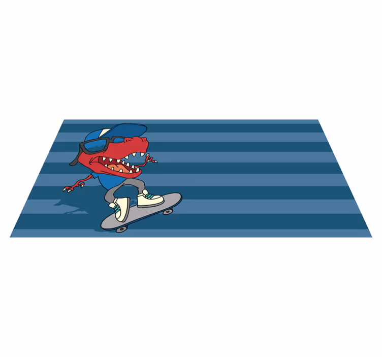 Skateboardende dinosaur vinyl tæppe - TenStickers