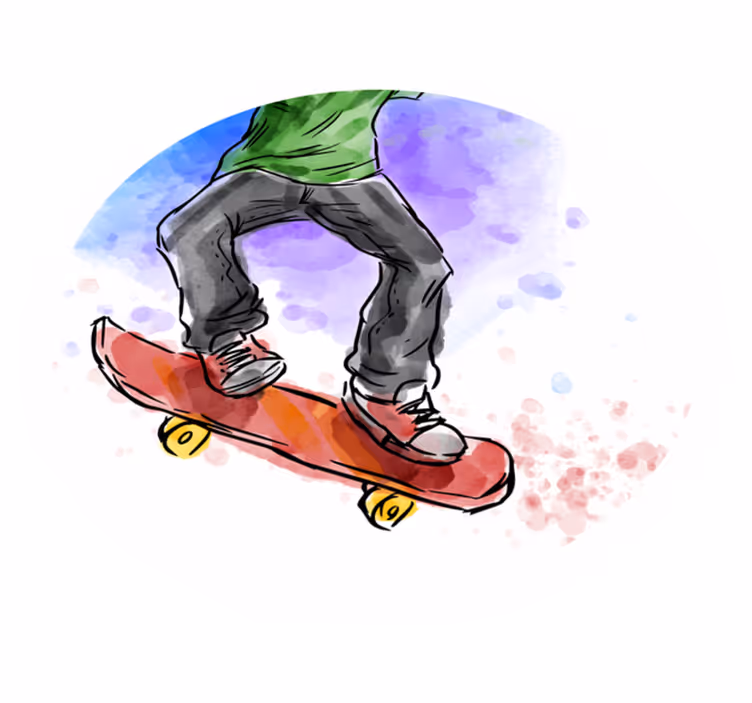 Akvarel skateboarding teen vinyl tæppe - TenStickers