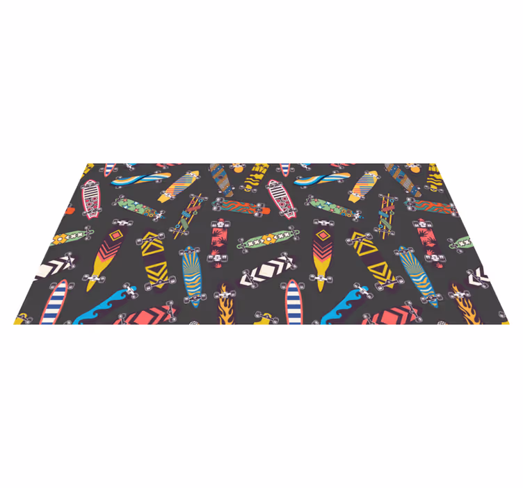 Vintage skateboard samling teen vinyl tæppe - TenStickers