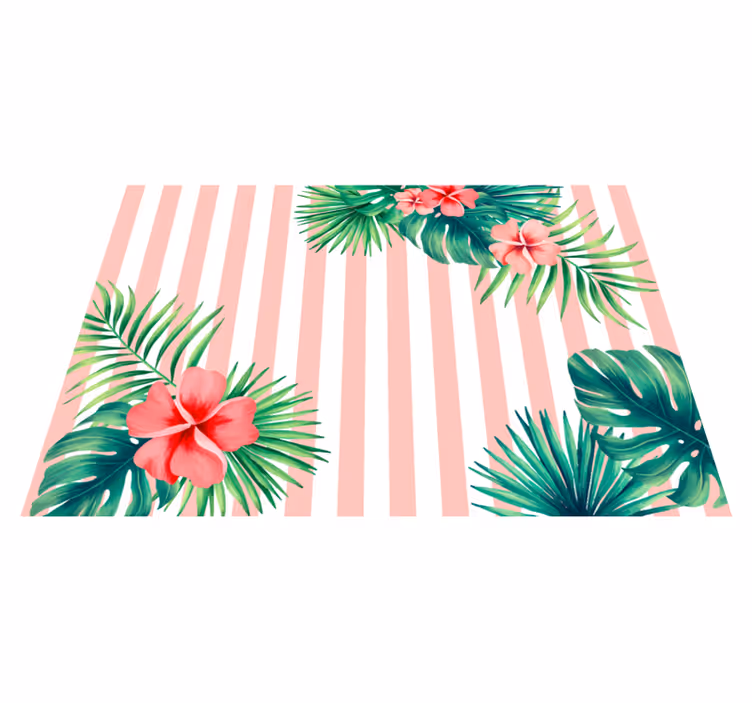Tropisk flora stribe Blomster og planter vinyltæppe - TenStickers
