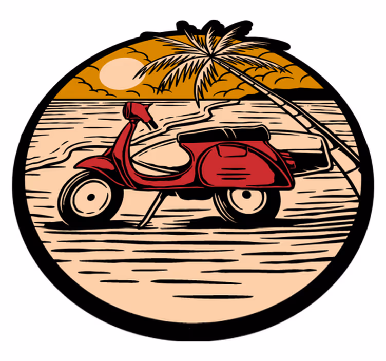 Tropisk scooterscene vinyl tæppe - TenStickers