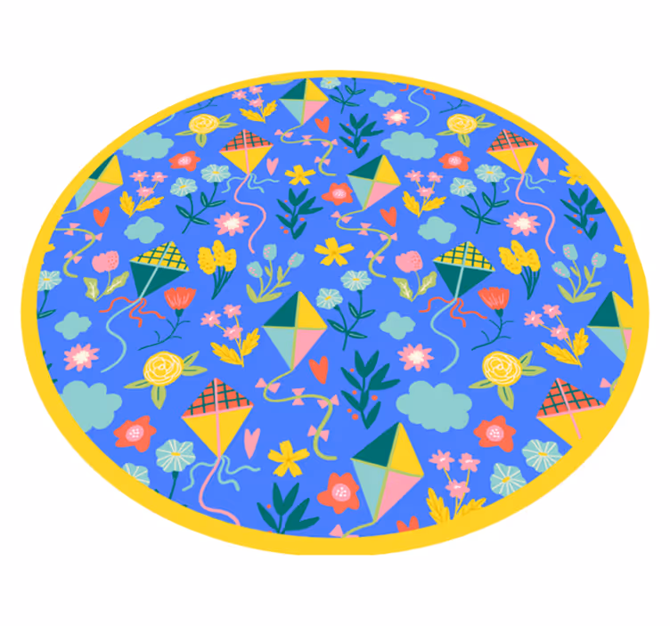 Blomsterdragemotiv Blomster og planter vinyltæppe - TenStickers