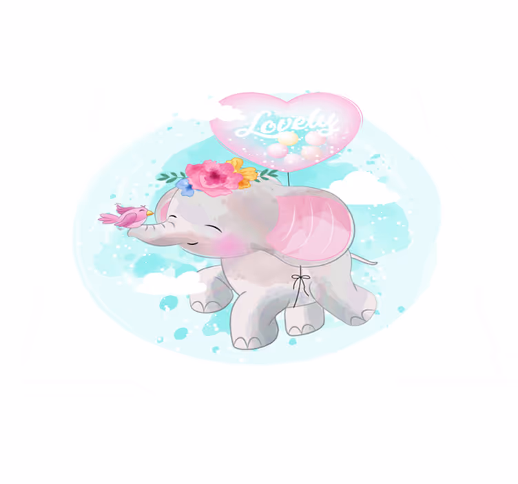 Barnlig elefant illustration vinyltæpper til babyværelse - TenStickers