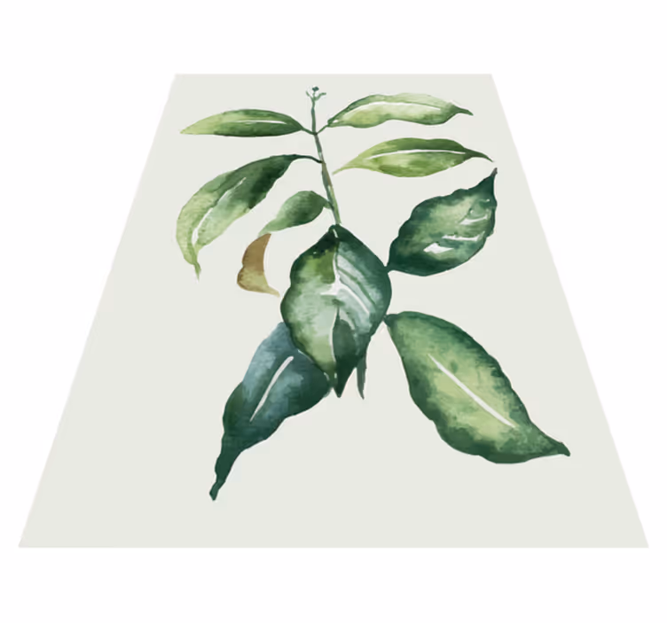 Botanisk blad illustration Blomster og planter vinyltæppe - TenStickers